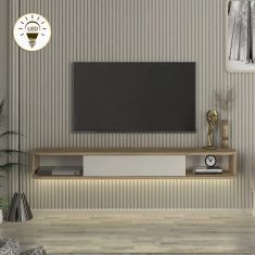 Έπιπλο τηλεόρασης επιτοίχιο Cross Megapap με LED χρώμα sepet oak - sandstone 150x29,6x19,2εκ. |  Έπιπλα τηλεόρασης στο espiti