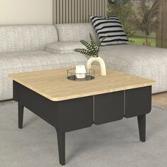 Τραπεζάκι σαλονιού Pedro Megapap χρώμα ανθρακί - rota oak 73,2x73,2x38,6εκ. |  Επιπλα στο espiti