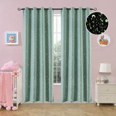 Beauty Home Κουρτίνα φωσφορίζουσα με 8 κρίκους Art 6140 140x260 Μέντα       |  Ετοιμες παιδικές κουρτίνες στο espiti