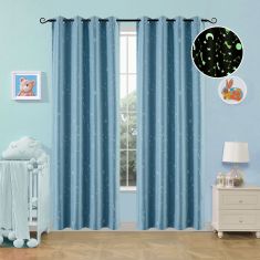 Beauty Home Κουρτίνα φωσφορίζουσα με 8 κρίκους Art 6140 140x260 Σιέλ       |  Ετοιμες παιδικές κουρτίνες στο espiti