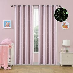 Beauty Home Κουρτίνα φωσφορίζουσα με 8 κρίκους Art 6140 140x260 Ροζ       |  Ετοιμες παιδικές κουρτίνες στο espiti