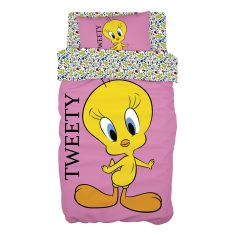 Beauty Home Σετ παπλωματοθήκη μονή Art 6190 Tweety 165x250 Ροζ       |  Παπλωματοθήκες Παιδικές στο espiti
