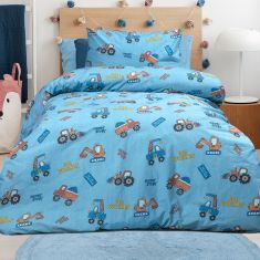 Beauty Home Σετ σεντόνια μονά με λάστιχο Factory Art 6216 100x200+30 Γαλάζιο       |  Σεντόνια Παιδικά στο espiti