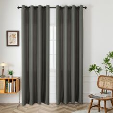 Beauty Home Κουρτίνα μεσαίας σκίασης με 8 μεταλλικούς κρίκους Effect Art 8443 140x270 Ανθρακί       |  Ετοιμες κουρτίνες με σχέδιο στο espiti