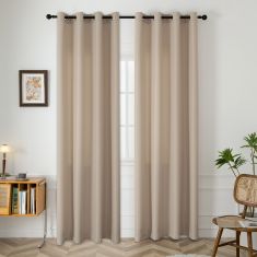 Beauty Home Κουρτίνα μεσαίας σκίασης με 8 μεταλλικούς κρίκους Effect Art 8443 140x270 Άμμου       |  Ετοιμες κουρτίνες με σχέδιο στο espiti