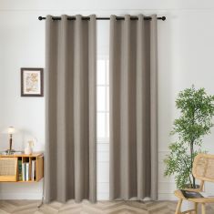 Beauty Home Κουρτίνα μεσαίας σκίασης με 8 μεταλλικούς κρίκους Illusion Art 8445 140x270 Χακί       |  Ετοιμες κουρτίνες με σχέδιο στο espiti