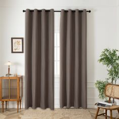 Beauty Home Κουρτίνα Blackout Jacquard σκίασης με 8 μεταλλικούς κρίκους Glare Art 8444 140x270 Μόκα       |  Ετοιμες κουρτίνες με σχέδιο στο espiti