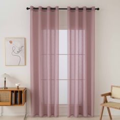 Beauty Home Κουρτίνα γάζα μονόχρωμη με 8 μεταλλικούς κρίκους Fit Art 8447 140x270 Ροζ       |  Ετοιμες κουρτίνες με σχέδιο στο espiti