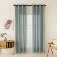 Beauty Home Κουρτίνα γάζα μονόχρωμη με 8 μεταλλικούς κρίκους Fit Art 8447 140x270 Βεραμάν       |  Ετοιμες κουρτίνες με σχέδιο στο espiti