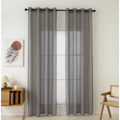 Beauty Home Κουρτίνα γάζα μονόχρωμη με 8 μεταλλικούς κρίκους Sharp Art 8448 140x270 Μπεζ       |  Ετοιμες κουρτίνες με σχέδιο στο espiti