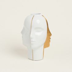 Beauty Home ΒΑΖΟ ΠΡΟΣΩΠΑ ΛΕΥΚΟ ΧΡΥΣΟ 30 cm       |  Βάζα στο espiti
