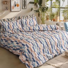 Beauty Home Σετ σεντόνια φανελένια υπέρδιπλα με λάστιχο Candy Art 12633 170x200+32 Μπεζ,Μπλε       |  Σεντόνια Υπέρδιπλα / King Size στο espiti
