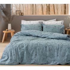 Beauty Home Σετ σεντόνια φανελένια King Size με λάστιχο Nebbiolo Art 12636 185x200+32 Πετρόλ       |  Σεντόνια Υπέρδιπλα / King Size στο espiti