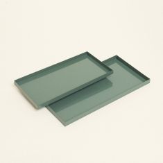 Beauty Home Μεταλλικοί Δίσκοι ΣΕΤ 2 ΤΜΧ 28 x 14 cm , 24 x 12 cm  ΠΡΑΣΙΝΟ ΕΥΚΑΛΥΠΤΟΥ     |  Διακοσμητκά στο espiti