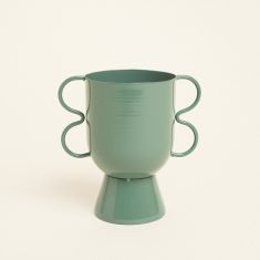 Beauty Home Βάζο Μεταλλικό  15 cm x 10 cm x 16 cm  ΠΡΑΣΙΝΟ ΕΥΚΑΛΥΠΤΟΥ     |  Βάζα στο espiti