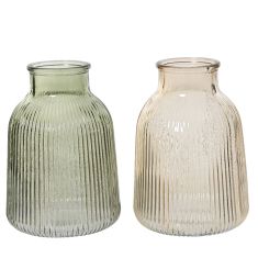 Beauty Home Γυάλινο Βάζο Ριγέ 10 x  12 cm  ΔΙΑΦΑΝΟ     |  Βάζα στο espiti