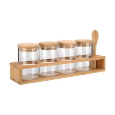 ESTIA ΔΟΧΕΙΑ ΜΠΑΧΑΡΙΚΩΝ ΓΥΑΛΙΝΑ ΣΕΤ 5 ΤΕΜ 27x6.5x12.5cm ΜΕ ΒΑΣΗ BAMBOO ΚΑΙ ΚΟΥΤΑΛΙ - 01-28206 Estia |  Εργαλεία Κουζίνας - Αξεσουάρ στο espiti