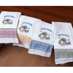 Σετ 12 τεμαχίων ποτηρόπανα (45cm x 65cm) ανεμόμυλος CHALKIDIKI 5206978168895 SilkFashion |  Πετσέτες Κουζίνας στο espiti