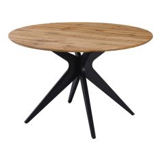 Τραπέζι Toda pakoworld mdf σε sonoma απόχρωση με μαύρα μεταλλικά πόδια Φ120x75εκ |  Τραπέζια στο espiti