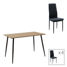 Τραπεζαρία Cuba-Parker pakoworld σετ 5τεμ mdf σε sonoma-μαύρη απόχρωση 120x70x76cm |  Σετ τραπεζαρίες στο espiti