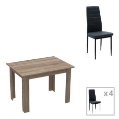 Τραπεζαρία Manka-Parker pakoworld σετ 5τεμ mdf σε μαύρη-sonoma truffle απόχρωση 110x80x77εκ |  Σετ τραπεζαρίες στο espiti