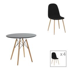 Τραπεζαρία Julita-Bella pakoworld σετ 5τεμ mdf σε μαύρη-φυσική απόχρωση Φ80x73εκ |  Σετ τραπεζαρίες στο espiti