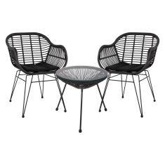 ΣΕΤ ΤΡΑΠΕΖΑΡΙΑΣ 3ΤΜΧ HM11871 ΜΕΤΑΛΛΟ & RATTAN ΣΕ ΜΑΥΡΟ ΧΡΩΜΑ |  Σαλόνια κήπου στο espiti