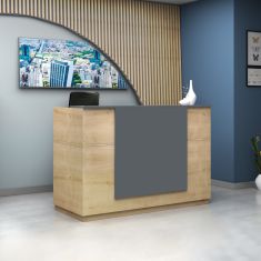 Γραφείο reception Gemini Megapap χρώμα φυσικό οξιάς - ανθρακί 180x70x110εκ. |  Reception γραφείου στο espiti
