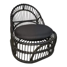 Πολυθρόνα Tromso paakoworld pe rattan σε μαύρη απόχρωση με μαύρο μαξιλάρι 80x85x98εκ |  Πολυθρόνες σαλονιού στο espiti