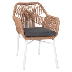 ΠΟΛΥΘΡΟΝΑ TOPIN HM6048.01 ΑΛΟΥΜΙΝΙΟ ΛΕΥΚΟ-P.E. RATTAN ΑΝΟΙΧΤΟ ΚΑΦΕ-ΜΑΞΙΛΑΡΙ ΓΚΡΙ 58x60x83Υ εκ |  Πολυθρόνες κήπου στο espiti