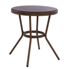 ΤΡΑΠΕΖΙ ΑΛΟΥΜΙΝΙΟΥ MOSES Φ70x76 εκ. BAMBOO LOOK HM5532.03 ΚΑΦΕ ΜΕ ΓΥΑΛΙ |  Τραπέζια κήπου στο espiti