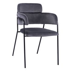 ΠΟΛΥΘΡΟΝΑΚΙ KELSO HM8521.01 ΒΕΛΟΥΔΟ ΣΚΟΥΡΟ ΓΚΡΙ & ΜΑΥΡΟ ΜΕΤΑΛΛΙΚΟ ΣΚΕΛΕΤΟ 52,5x52x80 cm |  Πολυθρόνες σαλονιού στο espiti