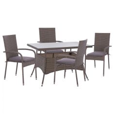 ΣΕΤ ΤΡΑΠΕΖΑΡΙΑΣ 5ΤΜΧ ΤΡΑΠ. 120X70 & ΠΟΛΥΘΡΟΝΕΣ WICKER RATTAN ΓΚΡΙ HM11711.31 |  Σετ τραπεζαρία κήπου στο espiti