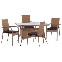 ΣΕΤ ΤΡΑΠΕΖΑΡΙΑΣ 5ΤΜΧ ΤΡΑΠ. 120Χ70 & ΠΟΛΥΘΡΟΝΕΣ WICKER RATTAN ΜΠΕΖ ΚΑΦΕ HM11711.32 |  Σετ τραπεζαρία κήπου στο espiti