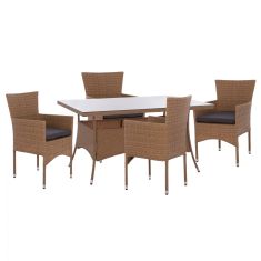 ΣΕΤ ΤΡΑΠΕΖΑΡΙΑΣ 5ΤΜΧ ΤΡΑΠ. 150Χ90 & ΠΟΛΥΘΡΟΝΕΣ WICKER RATTAN ΜΠΕΖ ΚΑΦΕ HM11714.02 |  Σετ τραπεζαρία κήπου στο espiti