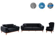 ΣΕΤ ΣΑΛΟΝΙ 3ΤΜΧ BENNINGTON ΜΑΥΡΟ HM11745.01 |  Καναπέδες γωνιακοί στο espiti