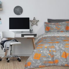 DAS KIDS ΣΕΤ ΣΕΝΤΟΝΙΑ ΜΟΝΑ 4941 GREY, ORANGE |  Σεντόνια Παιδικά στο espiti
