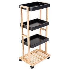 ESTIA ΤΡΟΛΕΪ ΑΠΟΘΗΚΕΥΣΗΣ BAMBOO ESSENTIALS 4 ΕΠΙΠΕΔΩΝ 40x30x88cm ΜΑΥΡΟ - 01-13035 Estia |  Εργαλεία Κουζίνας - Αξεσουάρ στο espiti