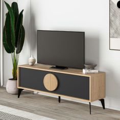 Έπιπλο τηλεόρασης Gora Megapap χρώμα sapphire oak - silky black 140x35,6x51εκ. |  Έπιπλα τηλεόρασης στο espiti