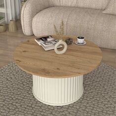 Τραπεζάκι σαλονιού Bohema Megapap χρώμα ivory - sepet oak Ø85x43,2εκ. |  Τραπεζάκια σαλονιού στο espiti