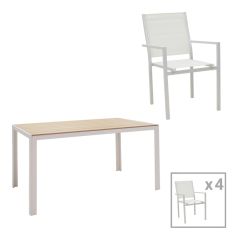 Τραπεζαρία Zacreta-Nares σετ 5τεμ pakoworld λευκό-φυσικό 140x80x72.5εκ |  Σετ τραπεζαρία κήπου στο espiti