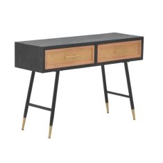 Κονσόλα Hasmia Inart φυσικό-μαύρο ξύλο-μέταλλο 110x35x76εκ |  Βιτρίνες - Έπιπλα εισόδου στο espiti
