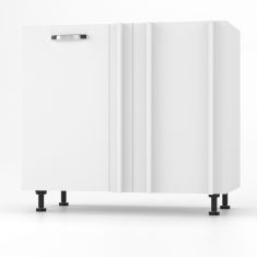 CHARLOTΤE Κάτω Ντουλάπι Γωνίας 90x50x82εκ με μεταλλικά χερούλια Λευκό AlphaB2B |  Ντουλάπια στο espiti