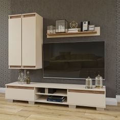 Σύνθεση τηλεόρασης Lilu Μπεζ-Σκούρο Δρυς 175x37x131cm AlphaB2B |  Έπιπλα τηλεόρασης στο espiti