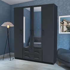 Ντουλάπα Τετράφυλλη Simple 4D2D Γραφίτης 160x52x205cm AlphaB2B |  Ντουλάπες ρούχων στο espiti