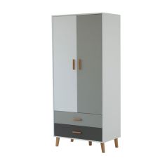 Ντουλάπα Timmy 2D2S Λευκό-Γραφίτη-Γκρι 90x50x199cm AlphaB2B |  Ντουλάπες ρούχων στο espiti