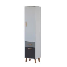 Ραφιέρα Timmy 2D1S Λευκό-Γραφίτη-Γκρι 46.8x36x199cm AlphaB2B |  Βιτρίνες - Έπιπλα εισόδου στο espiti