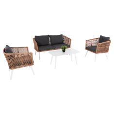 ΣΑΛΟΝΙ ΕΞ.ΧΩΡΟΥ 4ΤΜΧ FREJA HM6057.01 ΑΛΟΥΜ. ΛΕΥΚΟ-PE RATTAN ΜΠΕΖ-ΑΝΘΡΑΚΙ ΜΑΞΙΛΑΡΙΑ |  Σαλόνια κήπου στο espiti