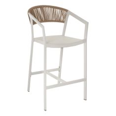 ΣΚΑΜΠΟ ΑΛΟΥΜΙΝΙΟΥ ΛΕΥΚΟ ΜΕ ΜΠΡΑΤΣΑ RATTAN & TEXTLINE 56x58x105Yεκ. HM5892.22 |  Σκαμπώ κήπου στο espiti