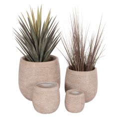 ΣΕΤ 4ΤΜΧ ΓΛΑΣΤΡΕΣ ΣΤΡΟΓΓΥΛΕΣ GARDENER HM4722 FIBERCLAY--IVORY CEMENT Φ56x54.5Υεκ |  Λουλούδια στο espiti